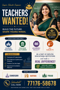 Teachers Required – Multiple Vacancies Available!